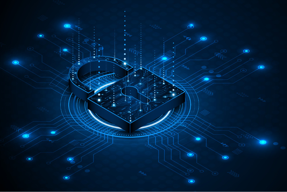 Lock icon. Cyber ​​security and data protection concepts and privacy. Innovative concept of advanced safety technology.