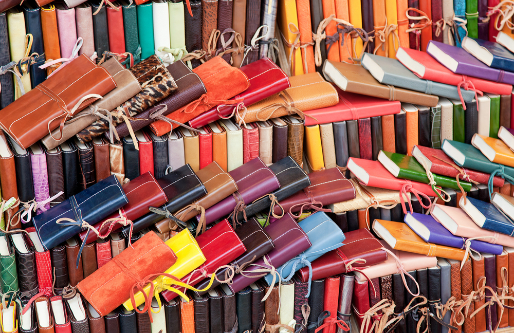Leather diaries for sale in the markets
